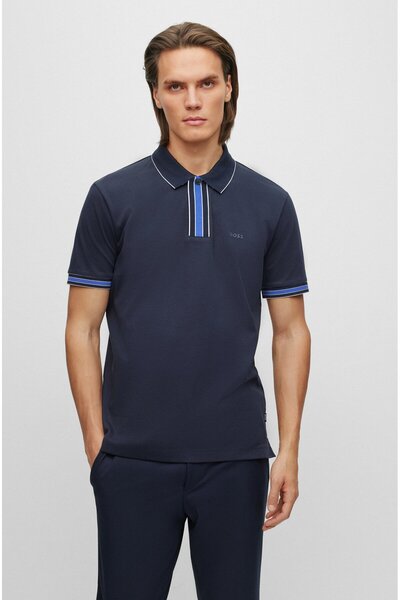 BOSS Erkek Logolu Basic Regular Fit Kısa Kollu Lacivert Polo Yaka T-Shirt