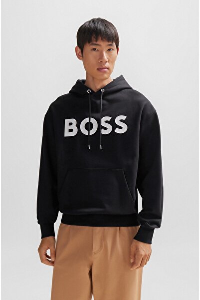 BOSS Erkek Marka Logo Detaylı Regular Fit Uzun Kollu Siyah1 Sweatshirt