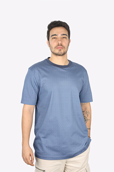 BOSS Erkek Desenli Bisiklet Yaka Kısa Kol Lacivert2 T-Shirt