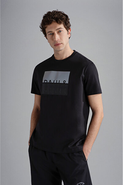 PAUL&SHARK Ανδρικό μπλουζάκι από βαμβάκι με λογότυπο μάρκας, κανονική εφαρμογ...