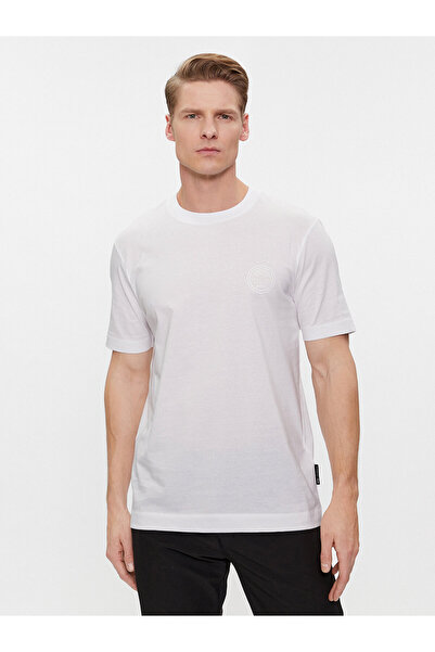 BOSS Erkek regular fit Kısa Kollu Düz Bisiklet Yaka Beyaz T-Shirt