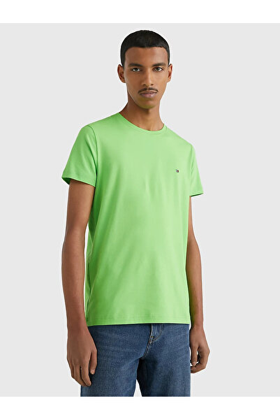 Tommy Hilfiger Men's Woven Fabric Short Sleeve Plain Model Green T-Shirt
