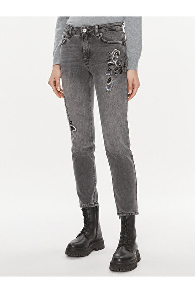 liu.jo Kadın Yüksek Bel Süper Skinny Rahat Gri Jeans