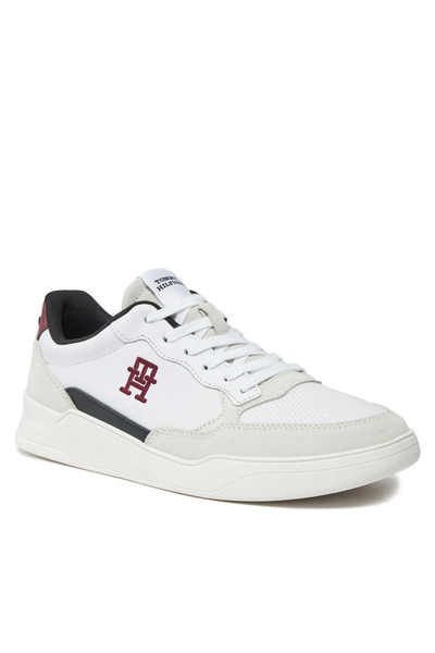 Tommy Hilfiger Erkek Marka Logolu Bağcıklı Kaydırmaz Tabanlı Günlük Beyaz Sne...