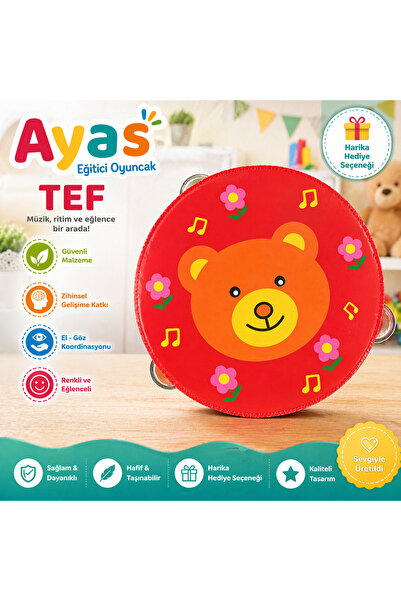 AyasEğiticiOyuncak Ahşap Bebek Eğitici Davul Tef Bateri Bebek Ritim Bateri Seti