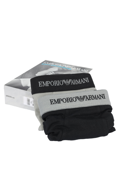 Emporio Armani Erkek Pamuklu Logolu Lastikli Normal Bel Siyah Boxer