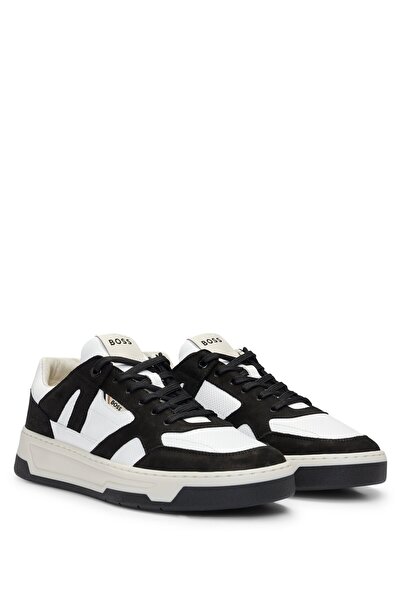 BOSS Erkek Marka Logolu Bağcıklı Kaydırmaz Tabanlı Günlük Siyah Sneaker