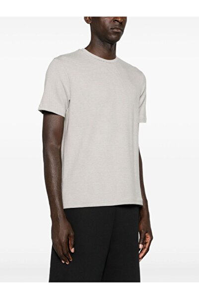 Emporio Armani Erkek Bisiklet Yaka Çizgili Kısa Kol Bej T-Shirt
