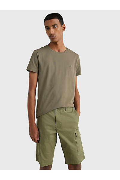 Tommy Hilfiger Erkek Dokuma Kumaş Kısa Kol Düz Model Haki T-Shirt