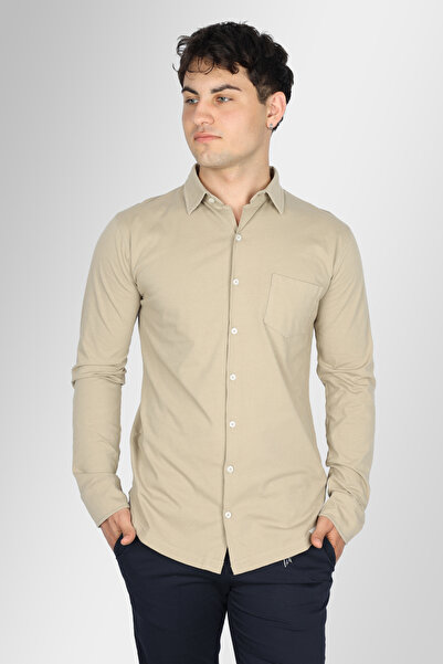 PAUL&SHARK Men's Cotton Polo Collar Short Sleeve Casual Beige Shirt
