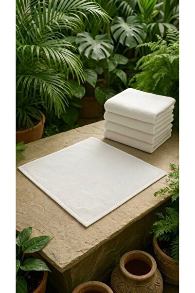 Mions Velur %100 Pamuk Doğal Misafir Havlusu 6 Adet - Beyaz - 30X30 cm