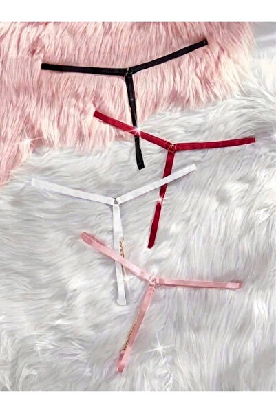 Maly Love Γυναικείο στρινγκ με λεπτομέρεια αλυσίδας, σε συσκευασία 4 τεμαχίων