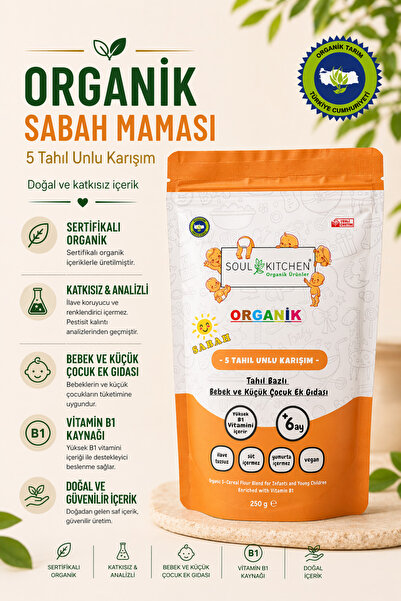 Soul Kitchen Organik Ürünler Organik Sertifikalı Bebek Sabah Maması 5 Tahıllı...