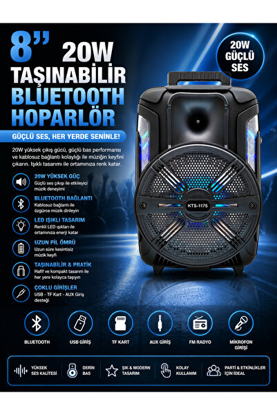 İTHALCİM Kablosuz Bluetooth Hoparlör Taşınabilir Subwoofer Rgb Led Mikrofonlu...