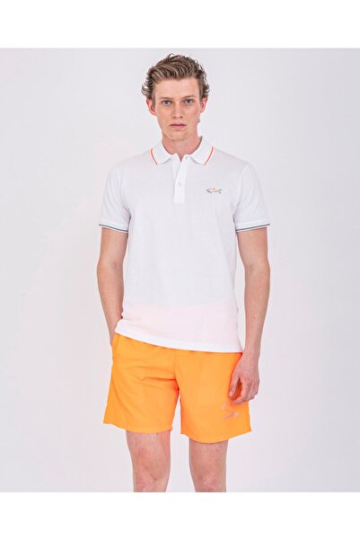 PAUL&SHARK Erkek Pamuklu Regular Fit Düz Kısa Kollu Beyaz Polo Yaka T-Shirt