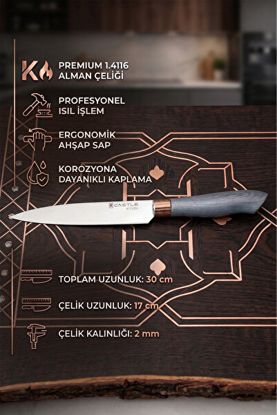 Castle Silver Gray Serisi 5 Li Mutfak Bıçağı Et Ekmek Sebze Mutfak Şef Bıçak Seti ( Mft-568)
