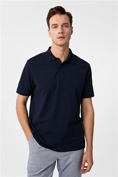 SÜVARİ Lacivert Regular Fermuarlı Polo Yaka Tişört