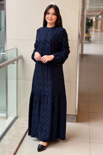 Nuss Zigzag Patterned Full Length Dress