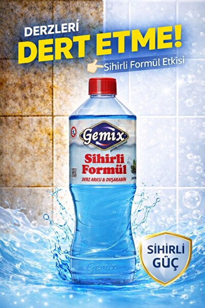 GEMİX Sihirli Formül Derz & Banyo Duşakabin Fayans Arası Temizleyici 1 Lt x 3 –Küf, Sararma ve Kireç Karşı
