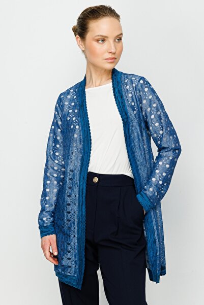Genel Markalar Fashion Delikli Kumaşlı Ribanalı Uzun Hırka