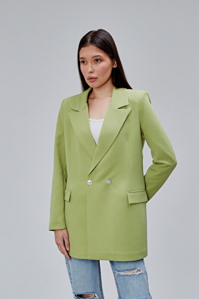 Bolivente Πράσινο μπουφάν με υφαντό σχέδιο σε στυλ φιστίκι, μεγάλου μεγέθους