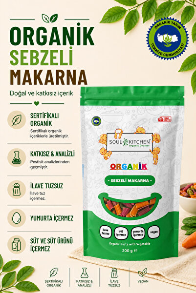 Soul Kitchen Organik Ürünler Organik Sertifikalı Sebzeli Makarna İlave Tuzsuz...