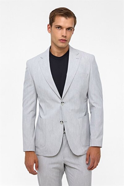SÜVARİ Gri Slim Fit Desenli Mono Yaka 6 Drop Spor Takım Elbise