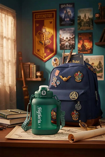 Miniso Harry Potter Lisanslı Slytherin Pipetli Plastik Suluk – 1600 ml Tritan...