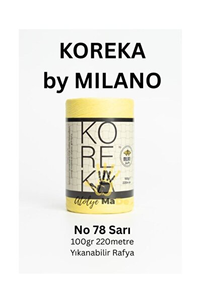Milano Koreka by - 78 Sarı Tek Yumak 100gr 220 metri RAFFIA LAVABILĂ