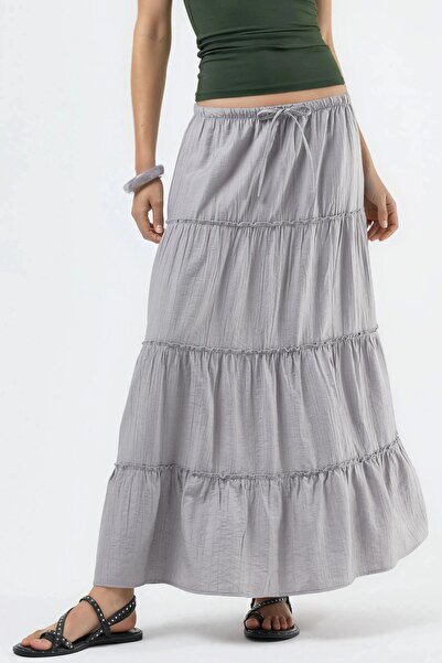 Hiccup Busem High Waist Textured A-Line Maxi Skirt
