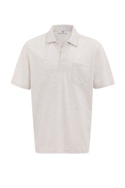 SÜVARİ Ekru Regular Armürlü Polo Yaka Tişört