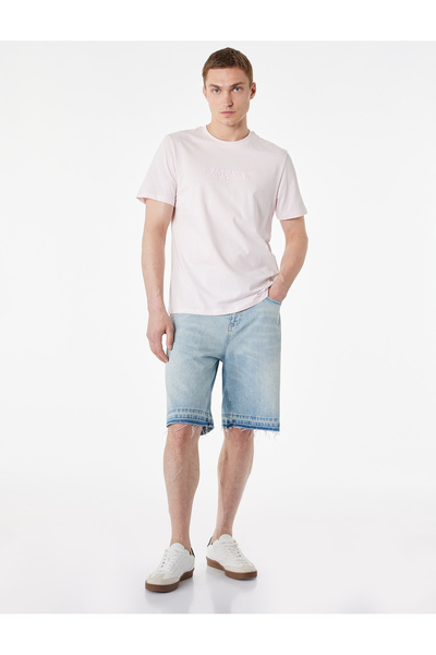 Koton Normal Bel Pamuklu Pis Paça Straight Fit Bermuda Jean Şort