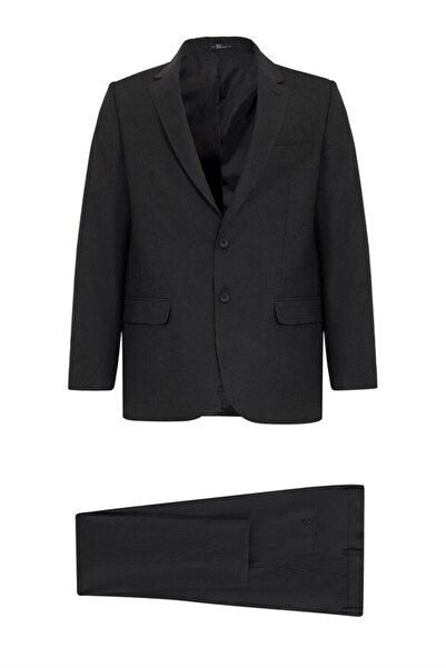 SÜVARİ Μαύρο κοστούμι μονόχρωμο με κανονικό γιακά και πλαϊνές τσέπες 4 Drop