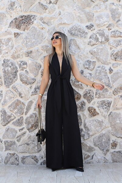 bytugcekaya Μαύρη φόρμα με φερμουάρ και χαμηλό κόψιμο