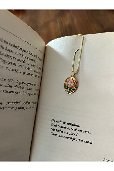 TekinAksesuar15 Çiçek Kitap Ayracı – Gold Zarif Ayraç | Hediye Bookmark