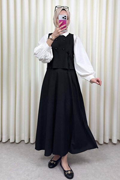 Salih Çelebi Κοστούμι Γιλέκο με Λεπτομέρειες στα Κουμπιά 0049 - ΜΑΥΡΟ