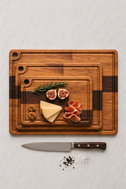 Vecta Aura Premium Beech Wood 3-Piece Cutting and Presentation Board Set S-M-L