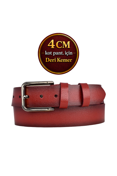 GoDeri Дамски колан 4 см червен - 100% естествена кожа, комплект от черен ник...