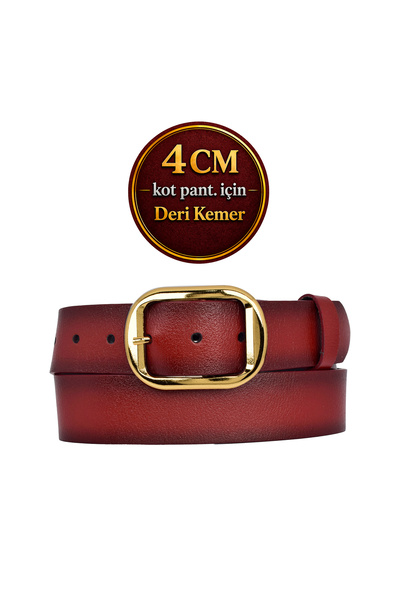 GoDeri Златна катарама 100% естествена кожа Дамски деним - спортен колан 4 см...