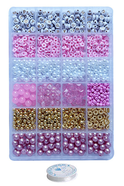 By MO Accessories Σετ σχεδίασης κοσμημάτων βραχιόλι κολιέ με ροζ χάντρες και ...