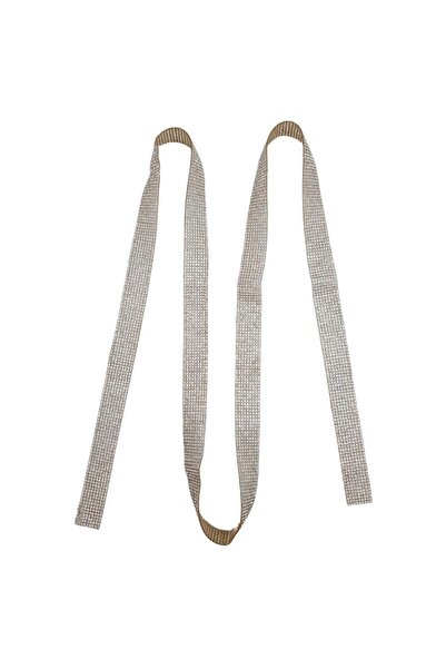 Nusrat Bilişim Silver Color Stone Detailed Striped Bag Accessory - 1 Meter