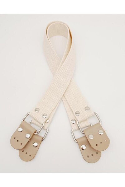 Nusrat Bilişim Cream Colored Cotton Bag Accessory - 57X3 cm Leather, Silver M...