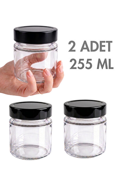 Milea 2 Adet Siyah Rengi Derin Kapaklı Şeffaf Reçel Sos Konserve Fıstık Ezmes...