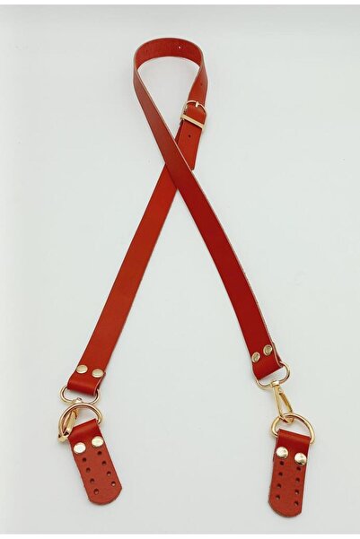 Nusrat Bilişim Real Leather Adjustable Long Red Handle - 2.3X130 Light Gold M...
