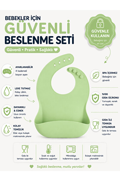 jojobebek Children's Silicone Bib (GREEN COLOR)