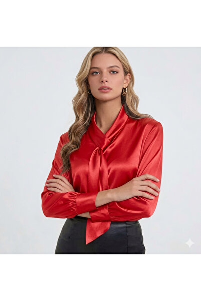 By Kul Design Γυναικεία Μπλούζα με Λεπτομέρεια από Σατέν Σάλι