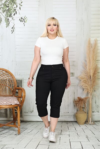 Era Lisa Μαύρο Τζιν Κάπρι Μεγάλου Μεγέθους από Λύκρα