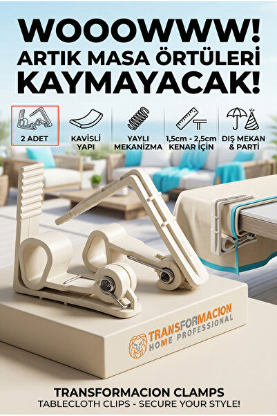 Transformacion Masa Örtüsü Mandalı Kavisli Plastik 2'li Yaylı Klips 722499