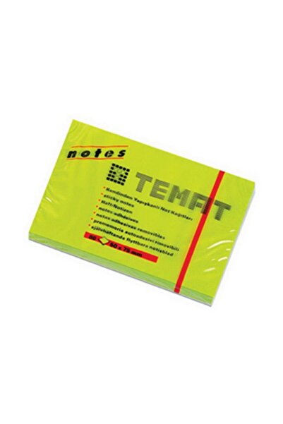 Temat Yapışkanlı Not Kağıt 50x75 MM Fosforlu Yeşil 11074 (1 Adet)