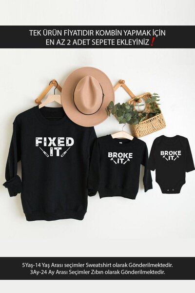 Tshirthane Fixed Broke Tatăl Fiul Fiica (PRETUL PENTRU UNUL NUMAI PENTRU COMB...